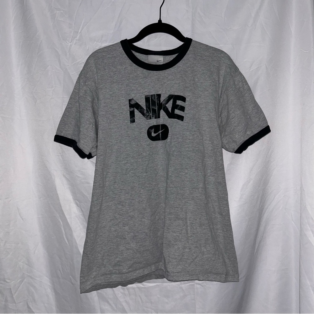 Nike Shirt Vintage Ringer Baseball Style Y2K Top Tee shirt Front Center Logo